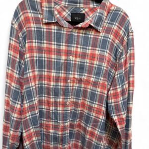 Men's Rails Designer Blue Red White Plaid Button Down Casual Shirt XXL